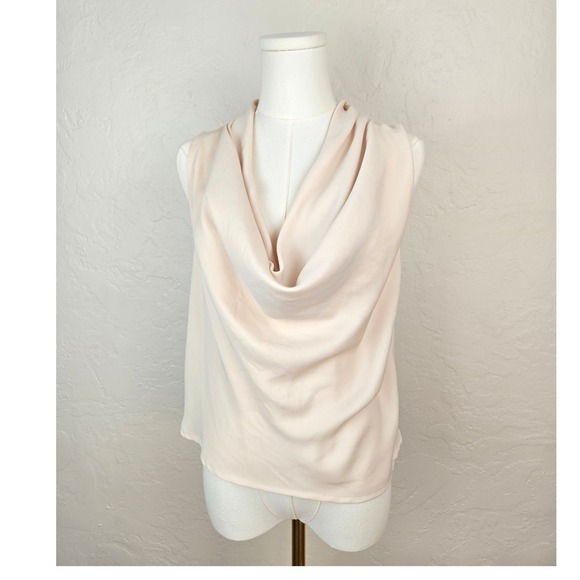 Zara Cowl Neck Sleeveless Blouse Elegant‎ Party Top Neutral Color Size S - Picture 1 of 8